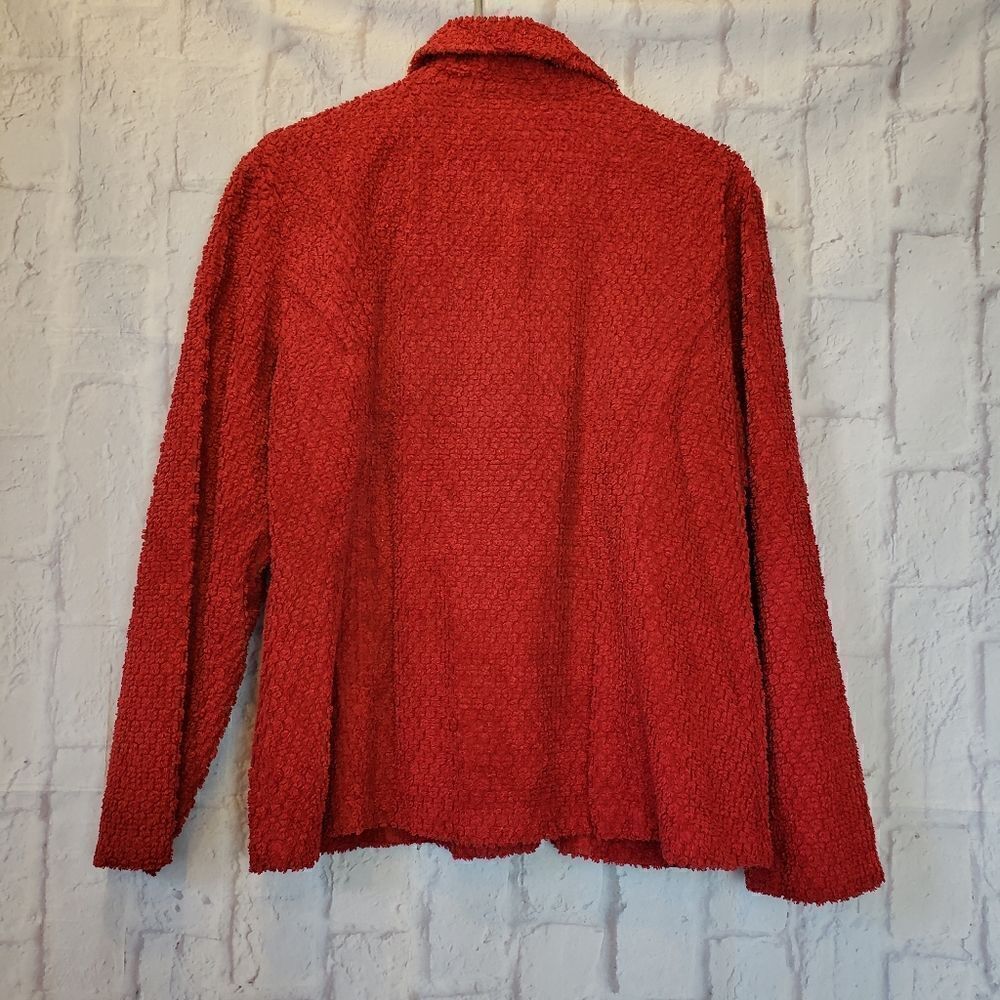 FOCUS Red Chenille Button Front Jacket Blazer Small - Picture 6 of 6